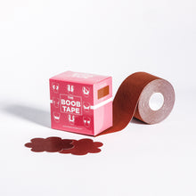 Load image into Gallery viewer, a roll of boob tape in brown and nipple covers in brown